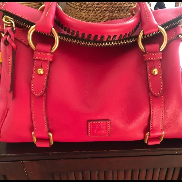 Dooney & Bourke Florentine Small Satchel w/ detachable, strap- FUSHIA - Picture 3 of 9